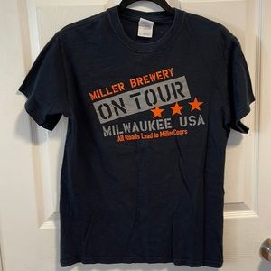 Miller Brewery 100% cotton black beer shirt small